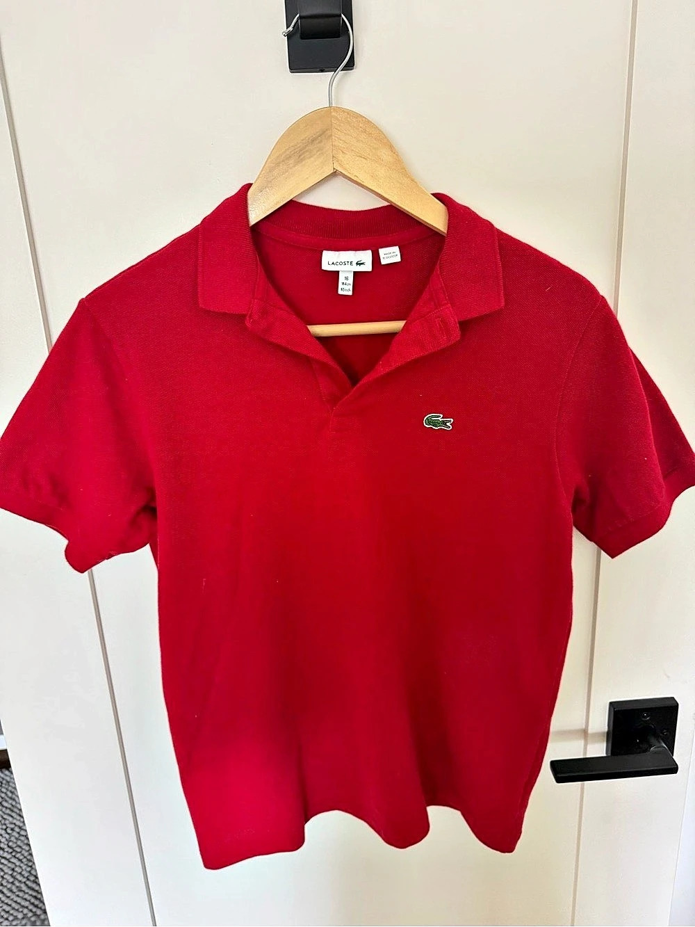 Lacoste Classic Petit Pique Polo Shirt Red Cotton Size 16